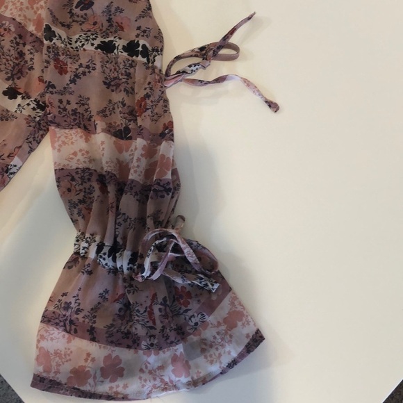 Paper Crane Choker Double Tie Sleeve Blouse Medium - Picture 5 of 8